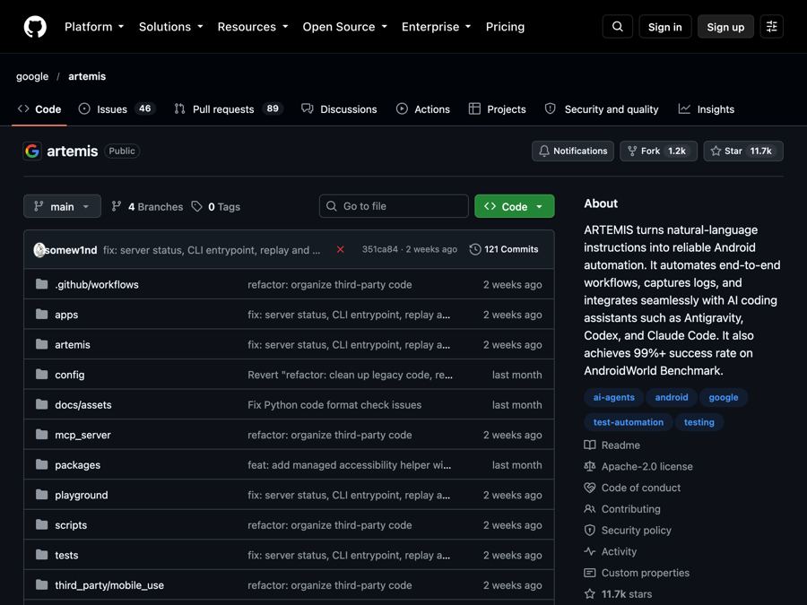 Artemis: Google's Free AI Android Automation Tool