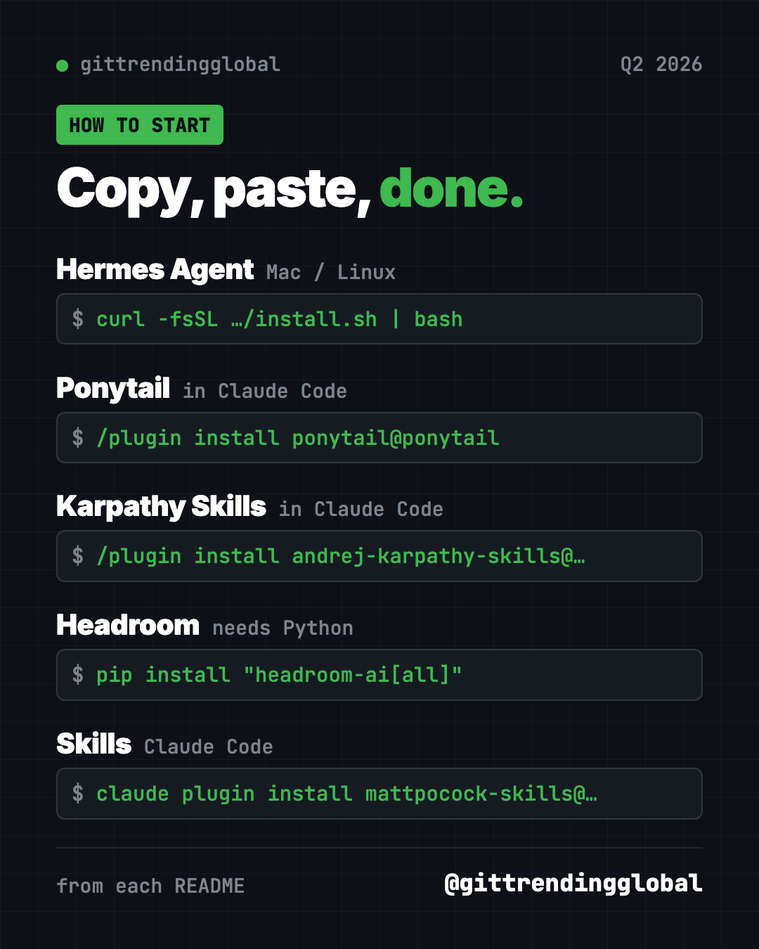 Copy, paste, done: the setup for each of the best GitHub repos Q2 2026 brought, from Hermes Agent to Skills
