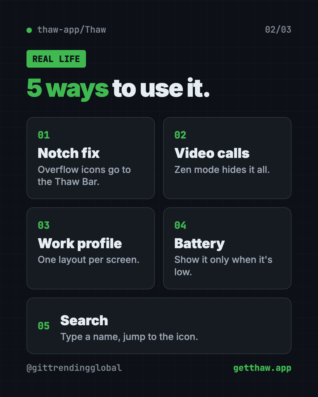 5 ways to use Thaw, the free Mac menu bar manager: notched MacBooks, screen sharing, work profiles, battery triggers and search